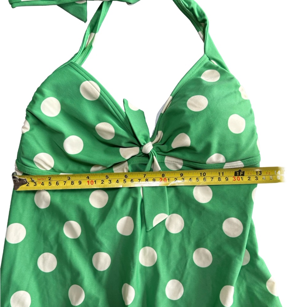 Boden One Piece Green White Polka Dot Swimsuit halter - Picture 4 of 7